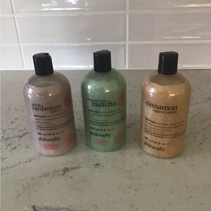 Three (3) 16 Fl. Oz. Bottles of Philosophy Shower Geo